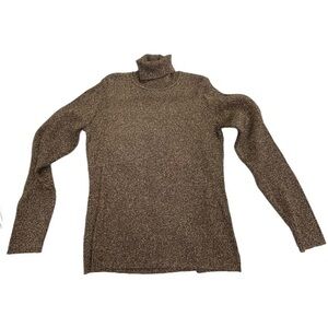 Vintage DG2 by Diane Gilman sparkly gold turtleneck sweater womens size Large